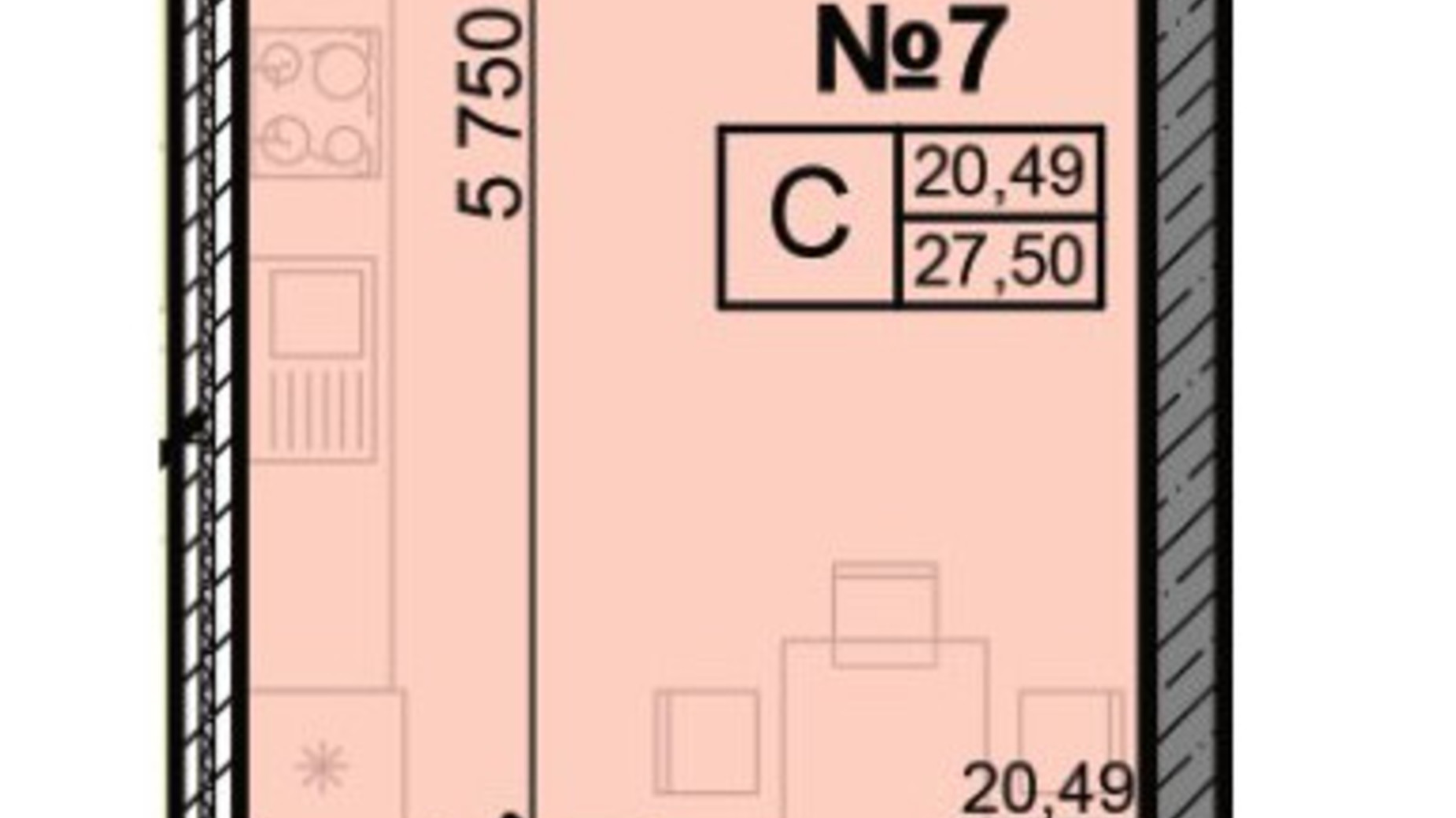 Планування смарт квартири в ЖК Акварель 8 27.9 м², фото 595621