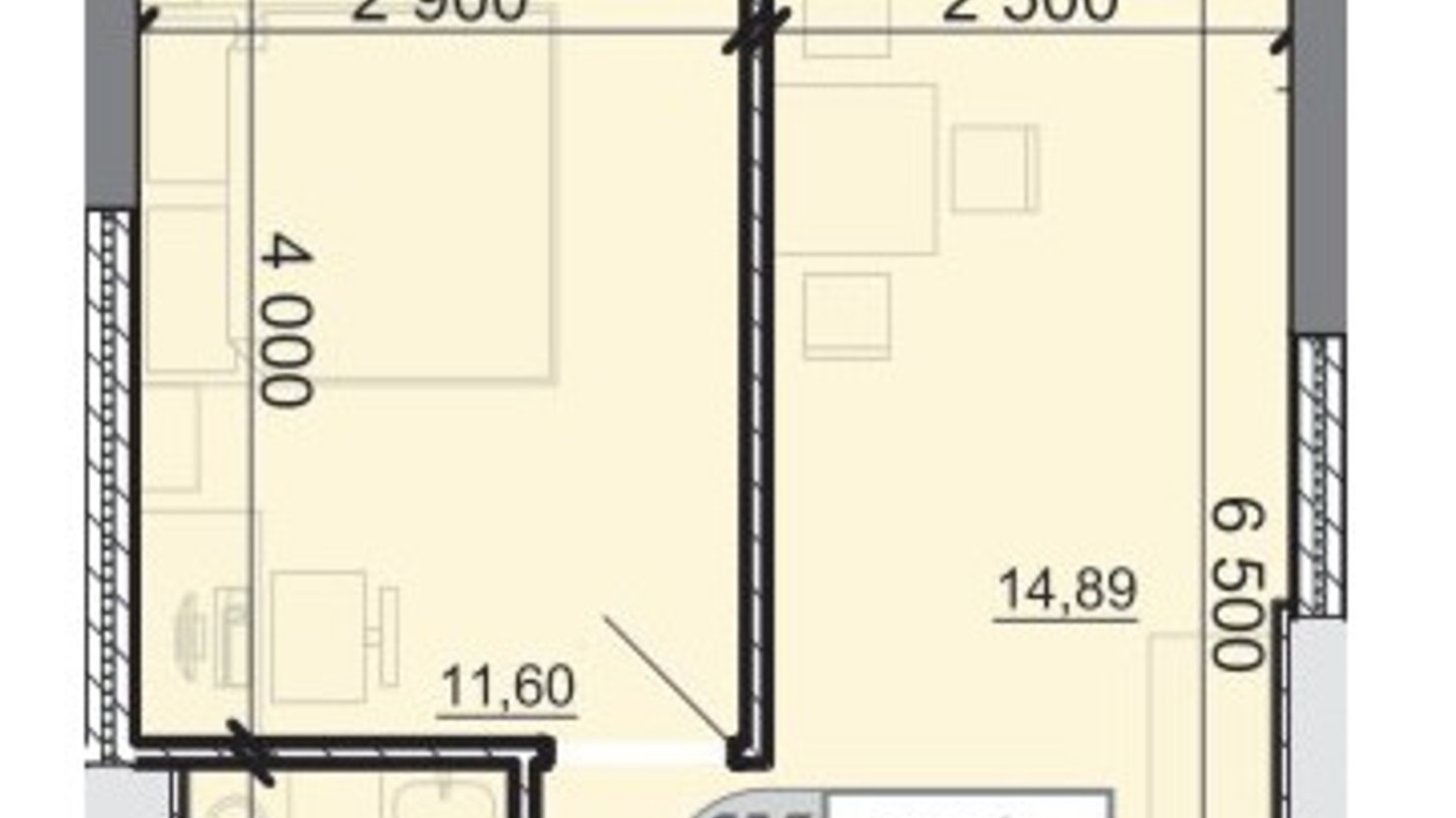 Планування 1-кімнатної квартири в ЖК Акварель 8 38.3 м², фото 595666