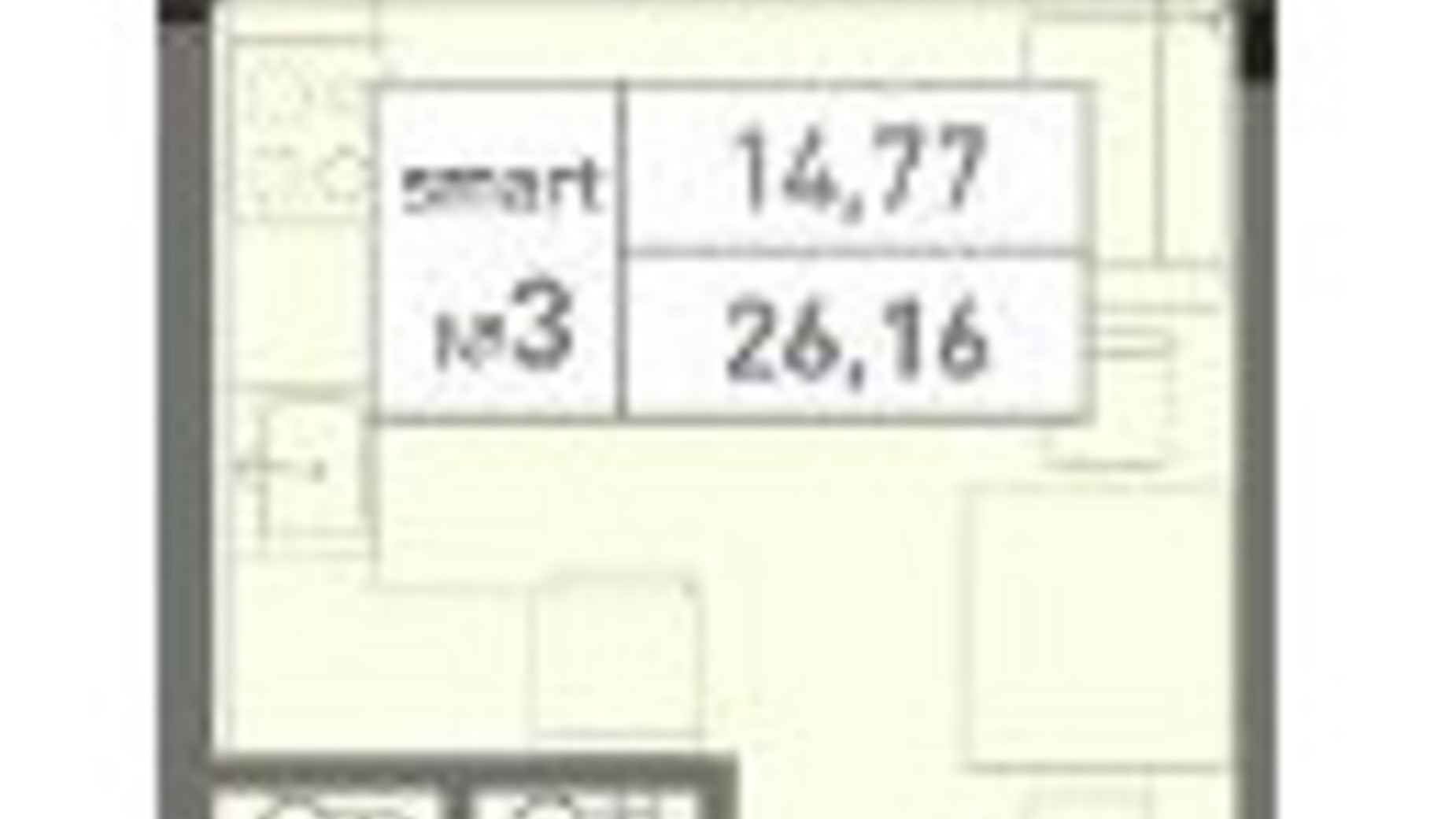 Планування смарт квартири в ЖК Акварель 8 26.16 м², фото 595675