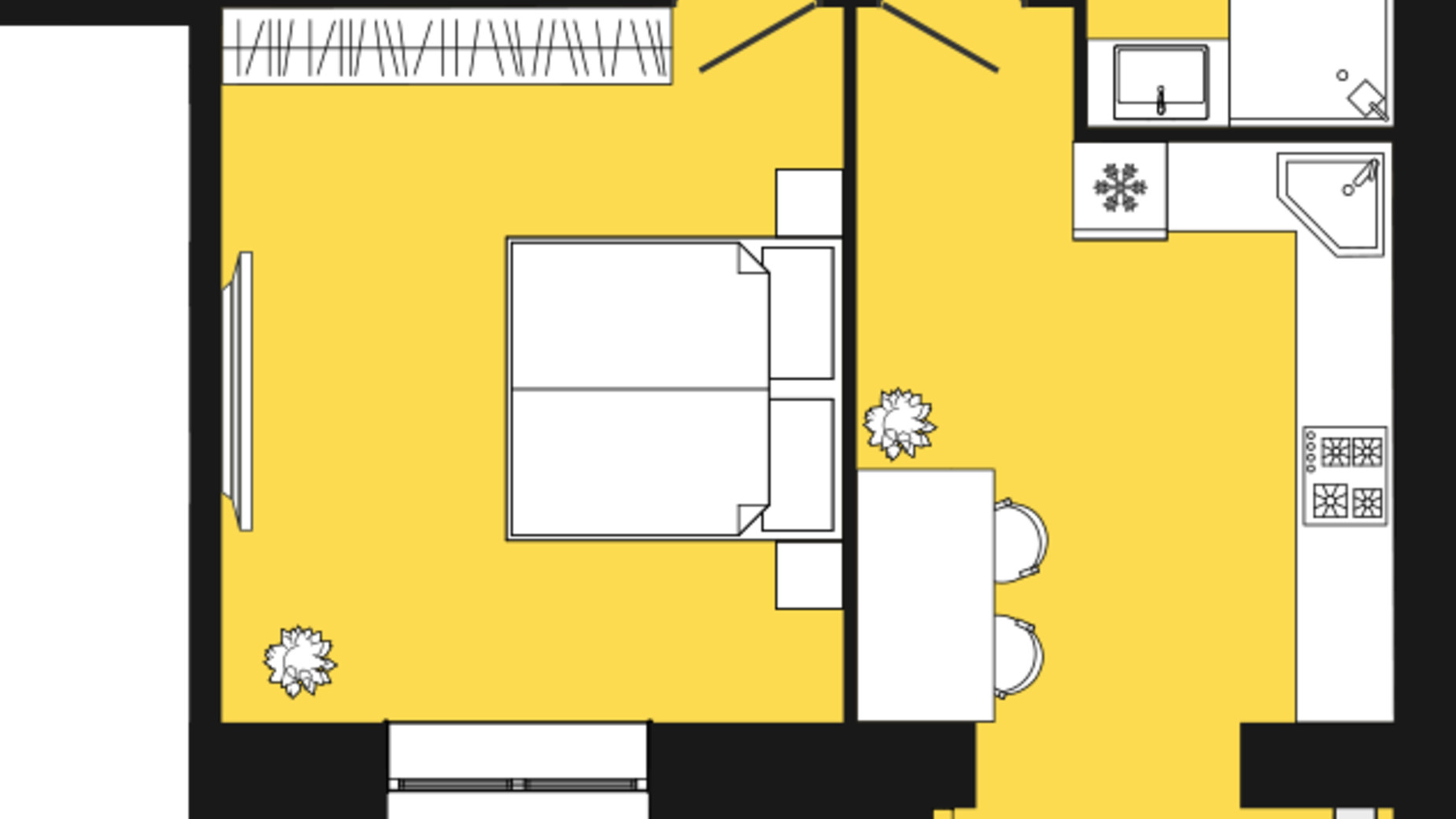 Планировка 1-комнатной квартиры в ЖК Днепровская Брама 2 48.2 м², фото 596041