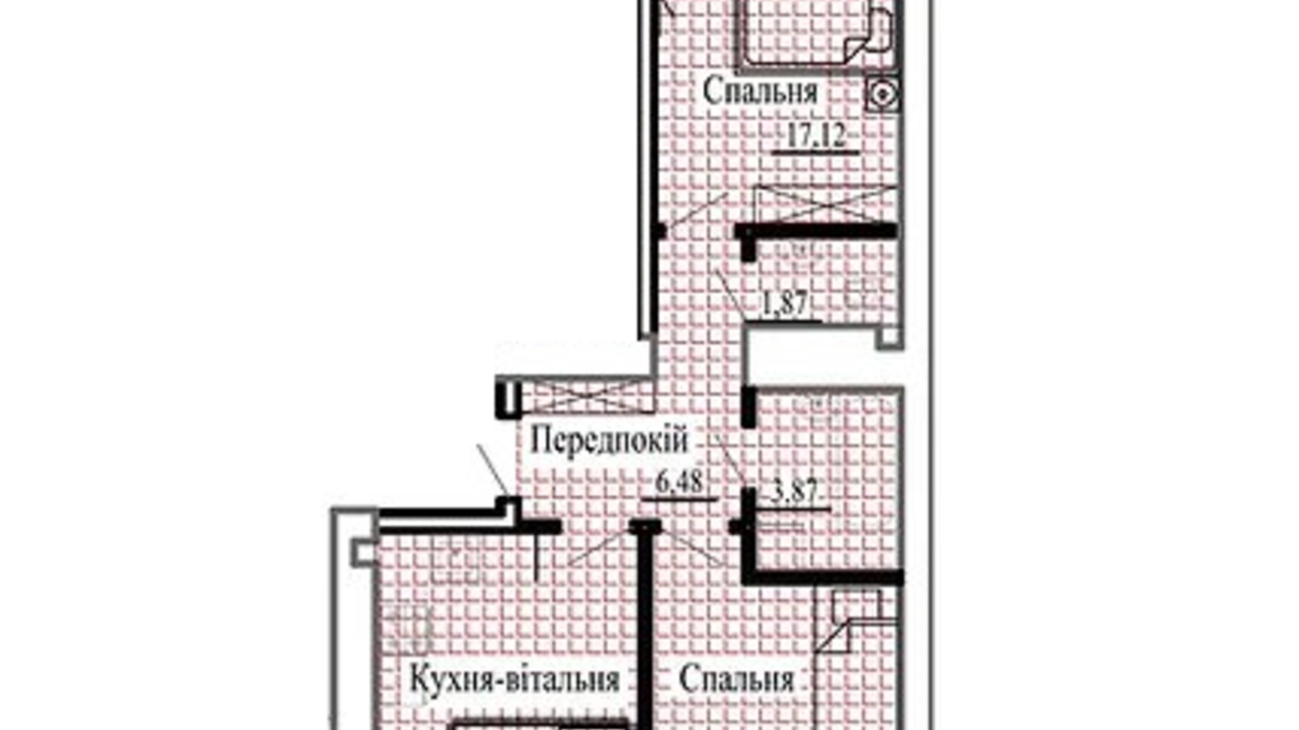 Планування 2-кімнатної квартири в ЖК Сонячний 59.55 м², фото 596308