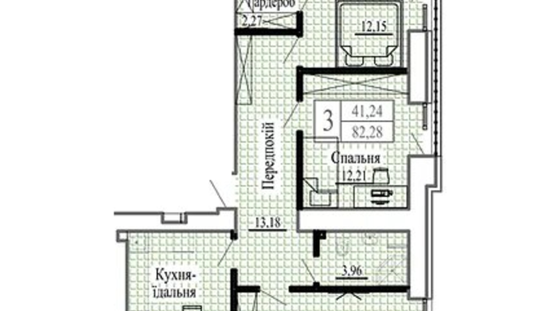Планування 3-кімнатної квартири в ЖК Сонячний 82.28 м², фото 596317