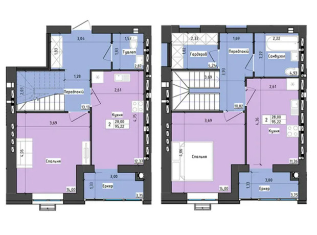 ЖК Sweet Home: планування 3-кімнатної квартири 95.22 м²