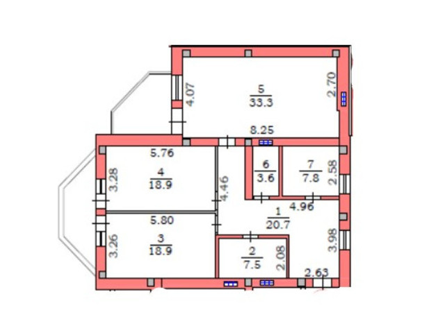 ЖК Клубная резиденция: планировка 2-комнатной квартиры 115 м²