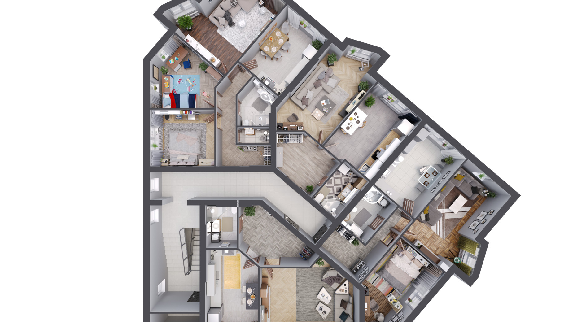 Планування 1-кімнатної квартири в ЖК Praha Platinum 53.27 м², фото 596604