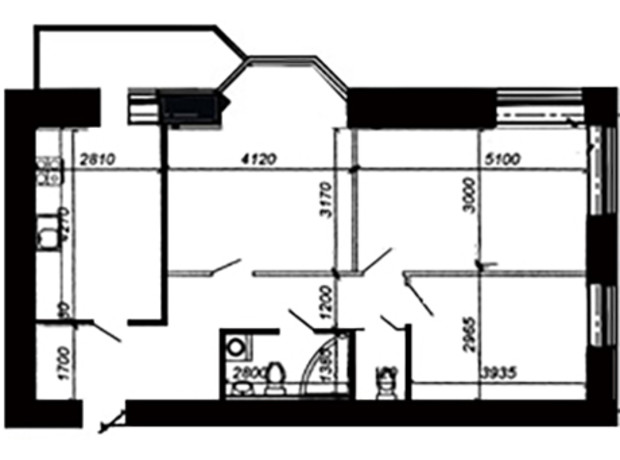 ЖК вул. Глибока, 19: планування 3-кімнатної квартири 75.7 м²