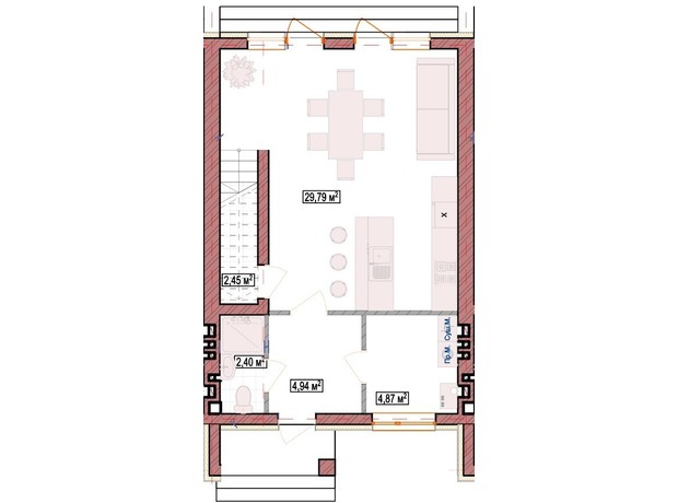 Таунхаус Green Home: планування 3-кімнатної квартири 90.5 м²