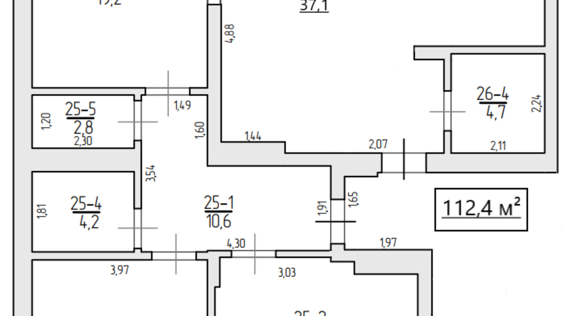 Планировка 3-комнатной квартиры в ЖК Comfort City 112.4 м², фото 596927