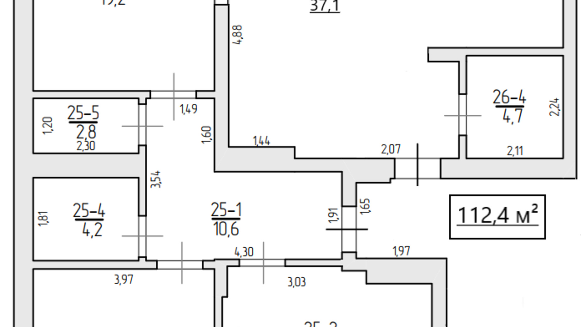 Планировка 3-комнатной квартиры в ЖК Comfort City 112.4 м², фото 596928