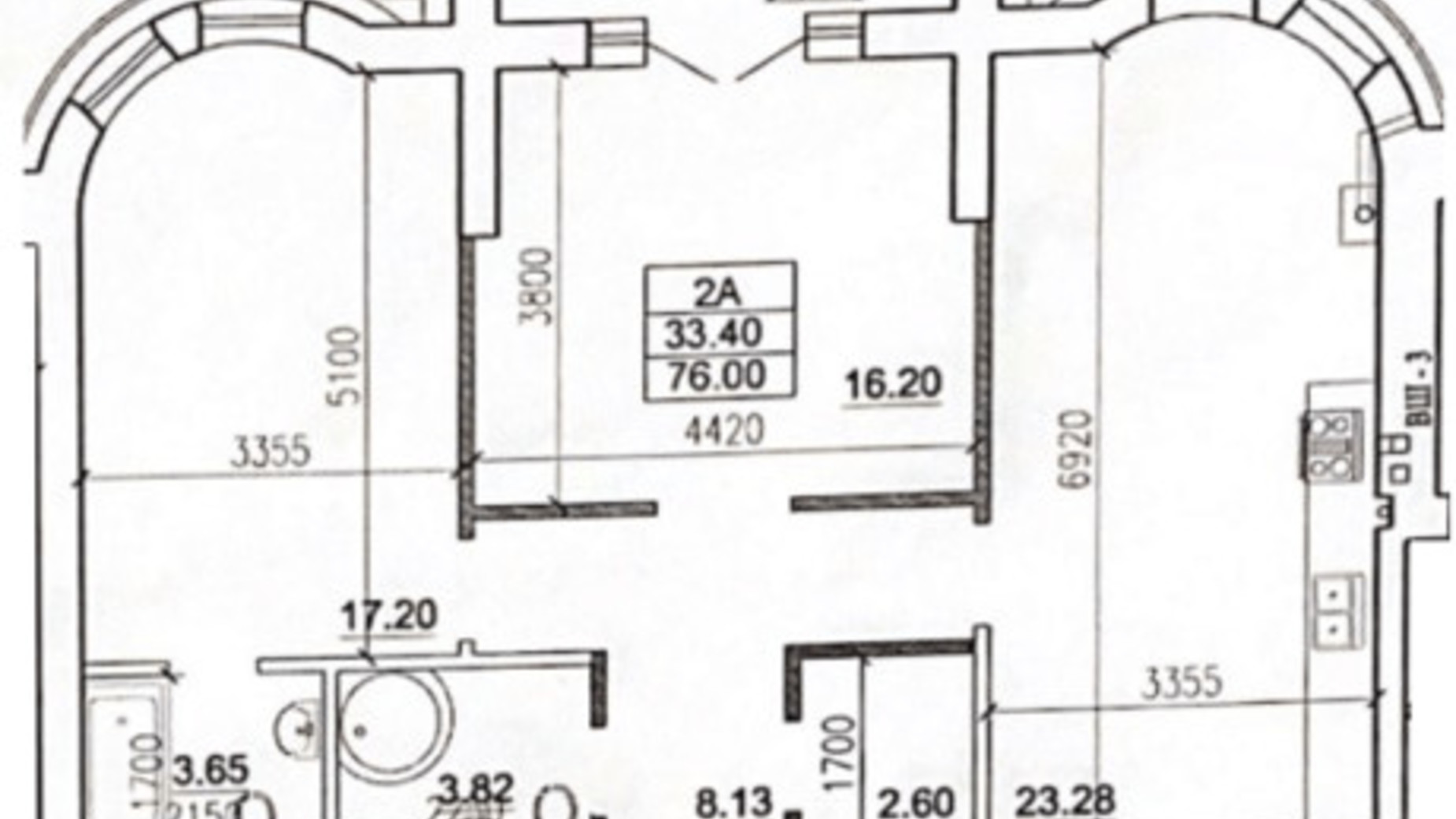 Планування 2-кімнатної квартири в ЖК Віндзор 75 м², фото 597190