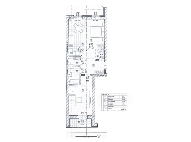 ЖК Дружный Двор: планировка 2-комнатной квартиры 58.6 м²