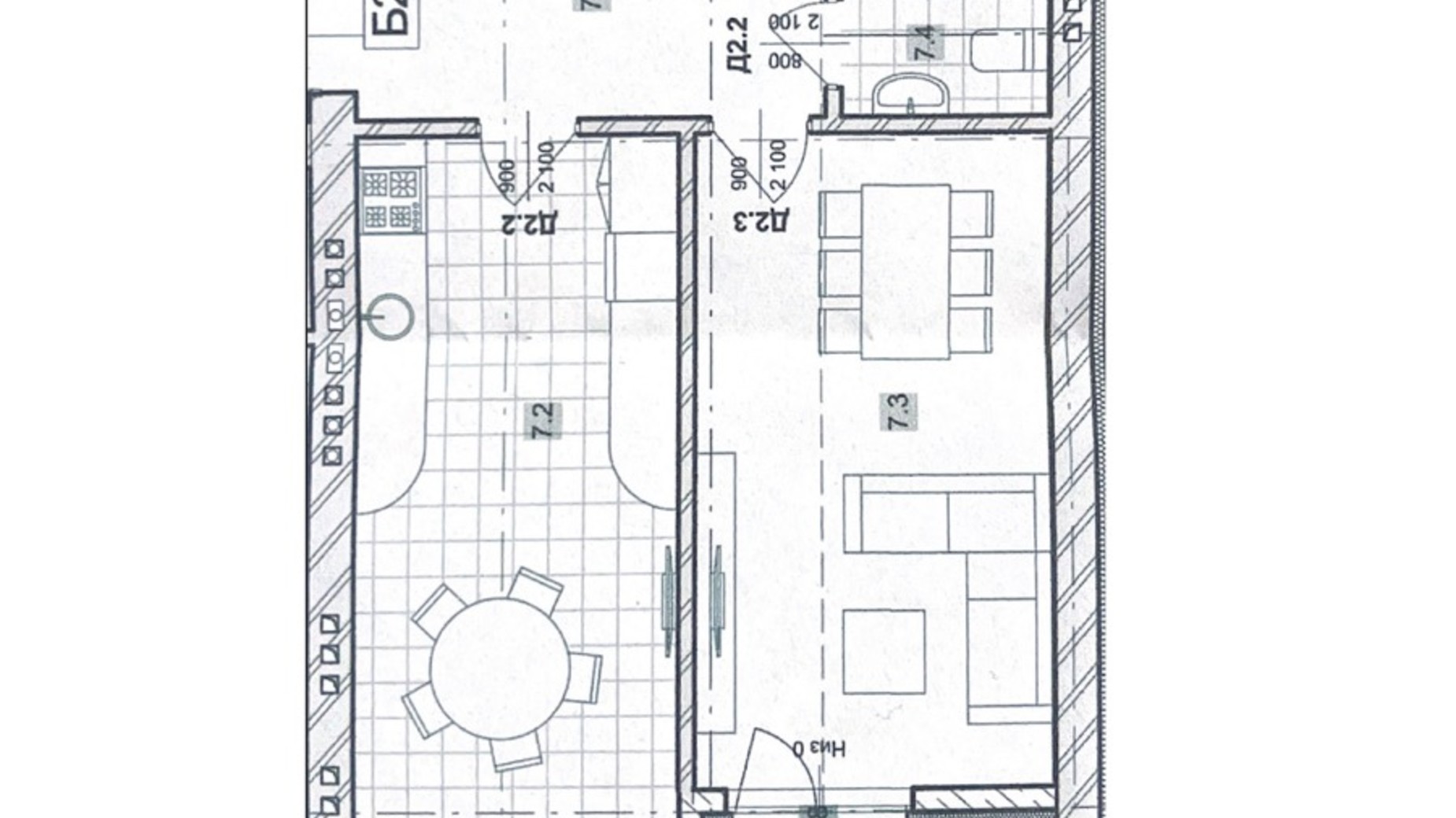 Планировка 3-комнатной квартиры в ЖК Дружный Двор 76.7 м², фото 597444