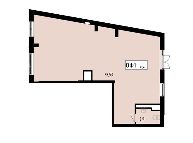 ЖК Академический: планировка помощения 71.4 м²