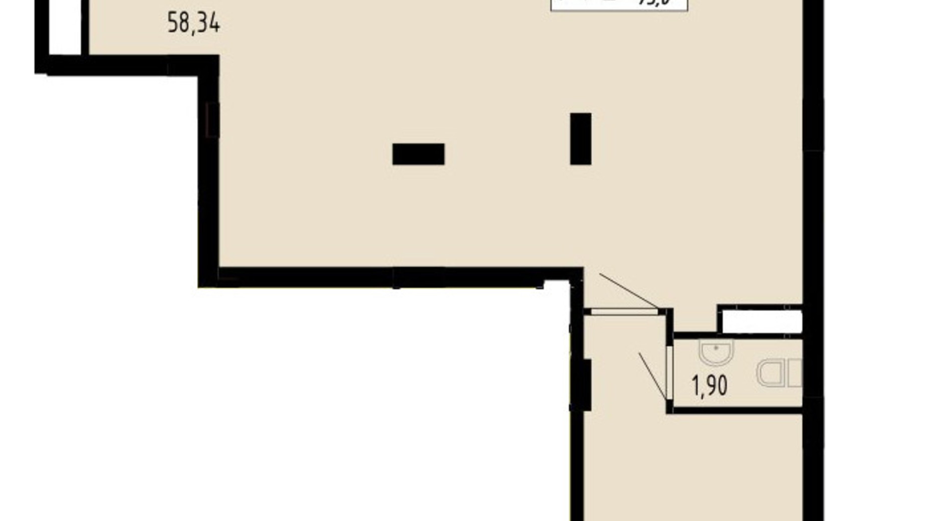 Планировка помещения в ЖК Академический 73 м², фото 597465