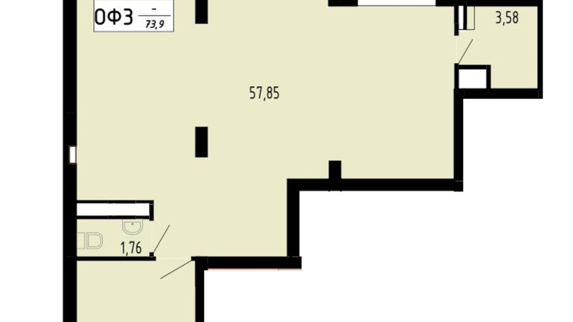Планировка помещения в ЖК Академический 73.9 м², фото 597468