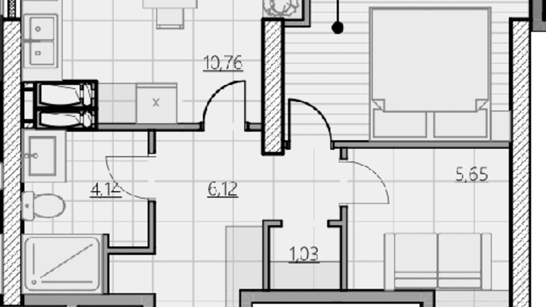 Планировка 1-комнатной квартиры в ЖК Park Hills 38.4 м², фото 597755