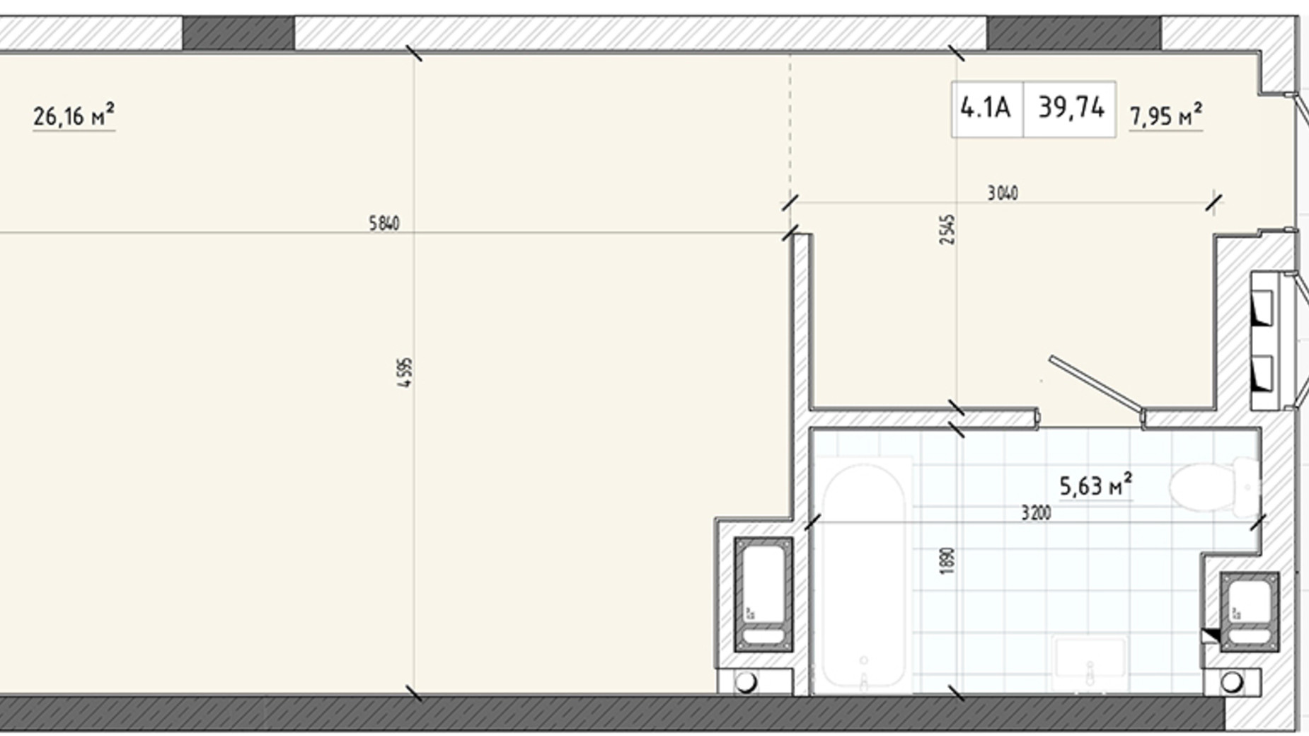 Планування апартаментів в Апарт-комплекс APART HALL 39.74 м², фото 598051