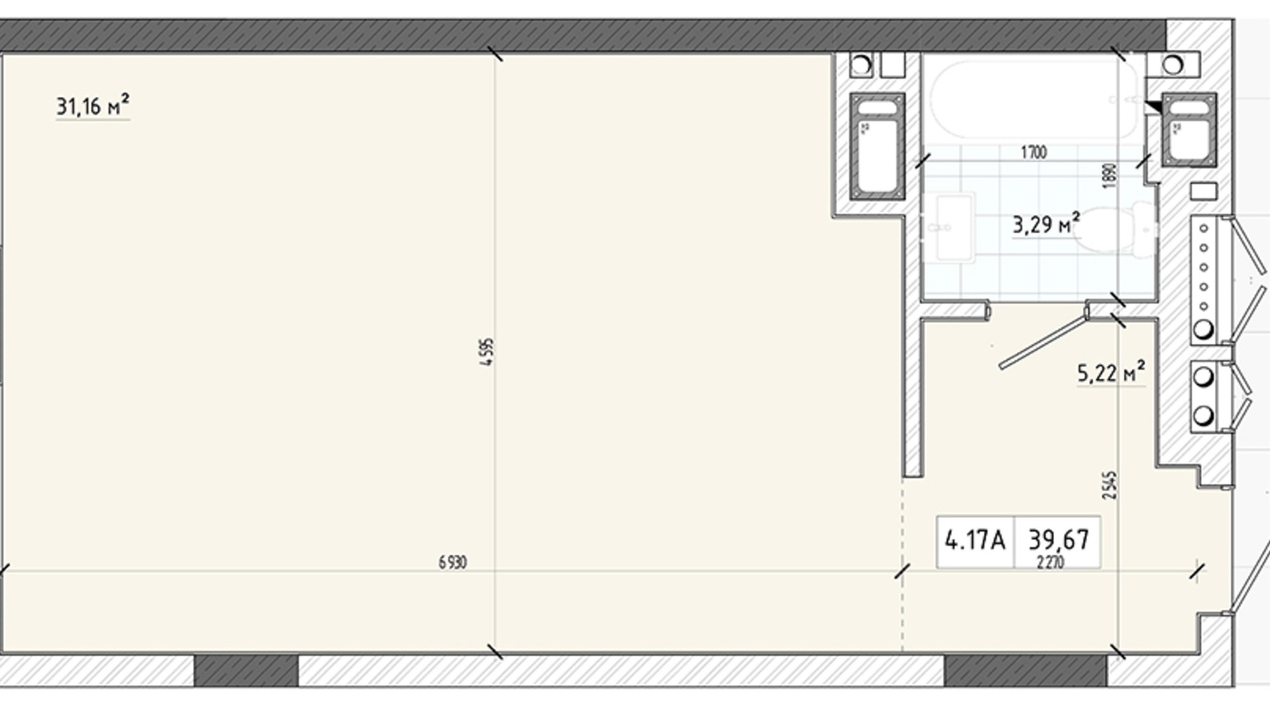 Планировка апартаментов в Апарт-комплекс Apart Hall 39.67 м², фото 598053