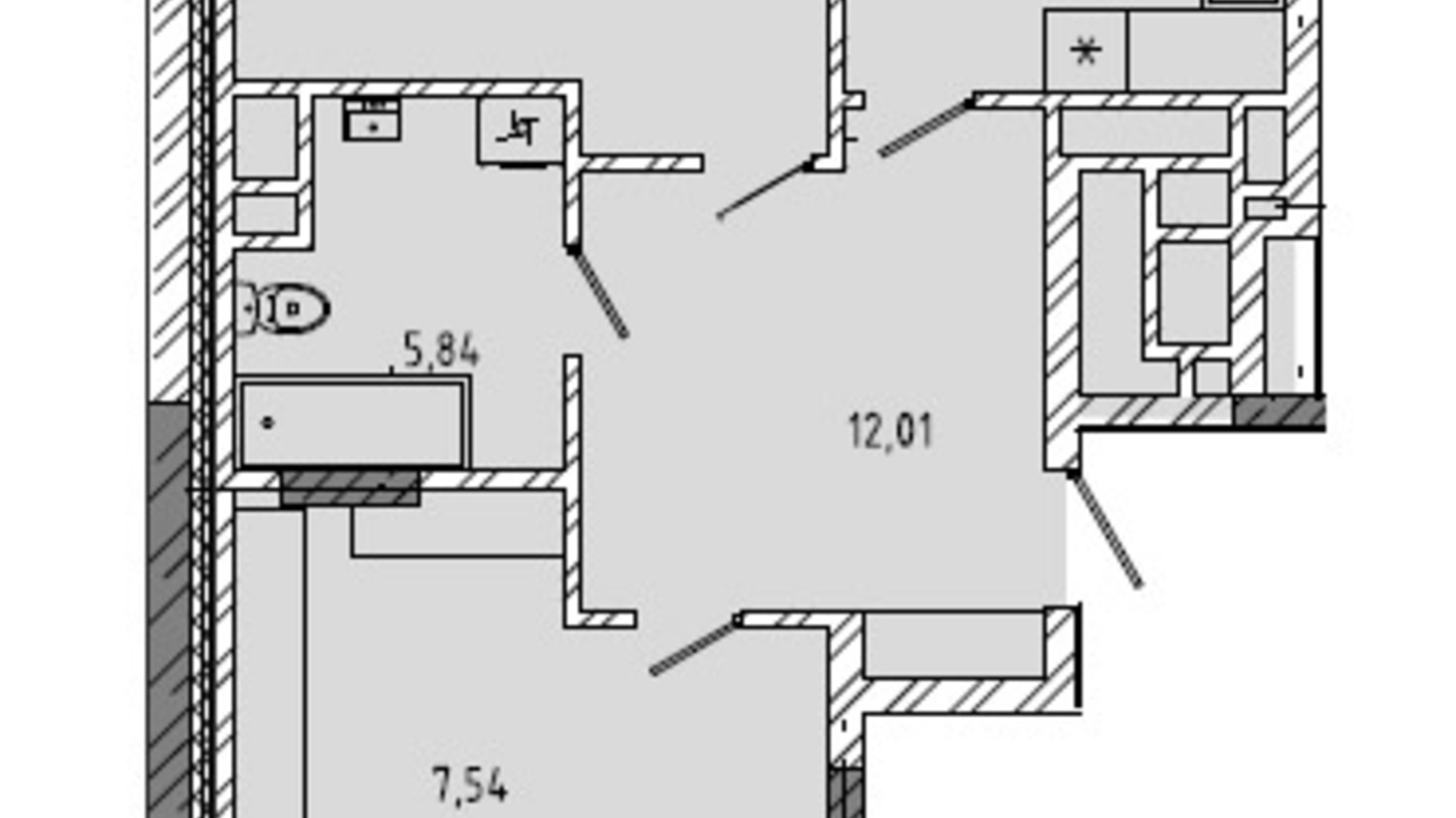 Планування 2-кімнатної квартири в ЖК вул. Миколайчука, 38  87.97 м², фото 598199