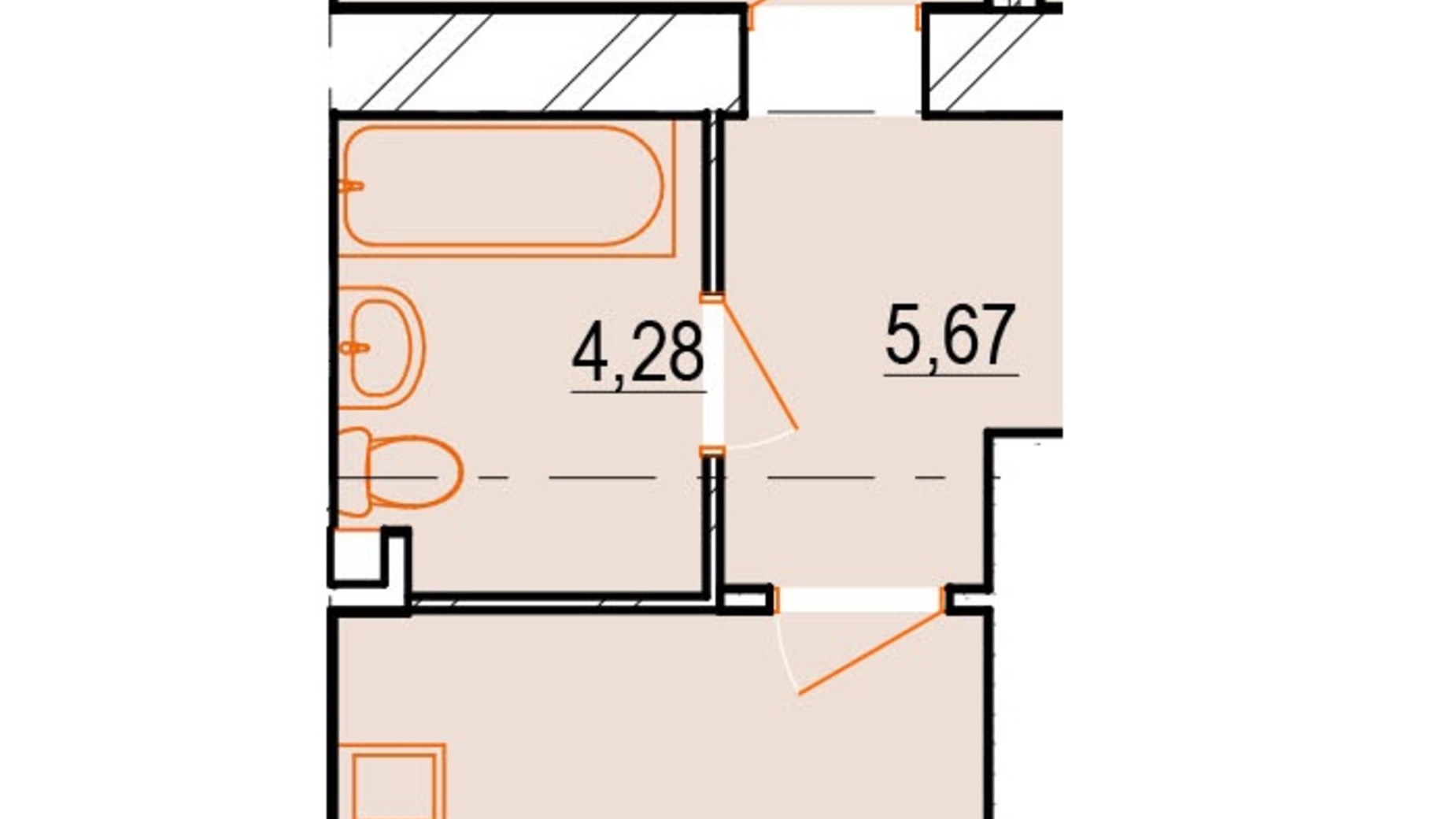 Планування 1-кімнатної квартири в ЖК Староміський 50.72 м², фото 598232