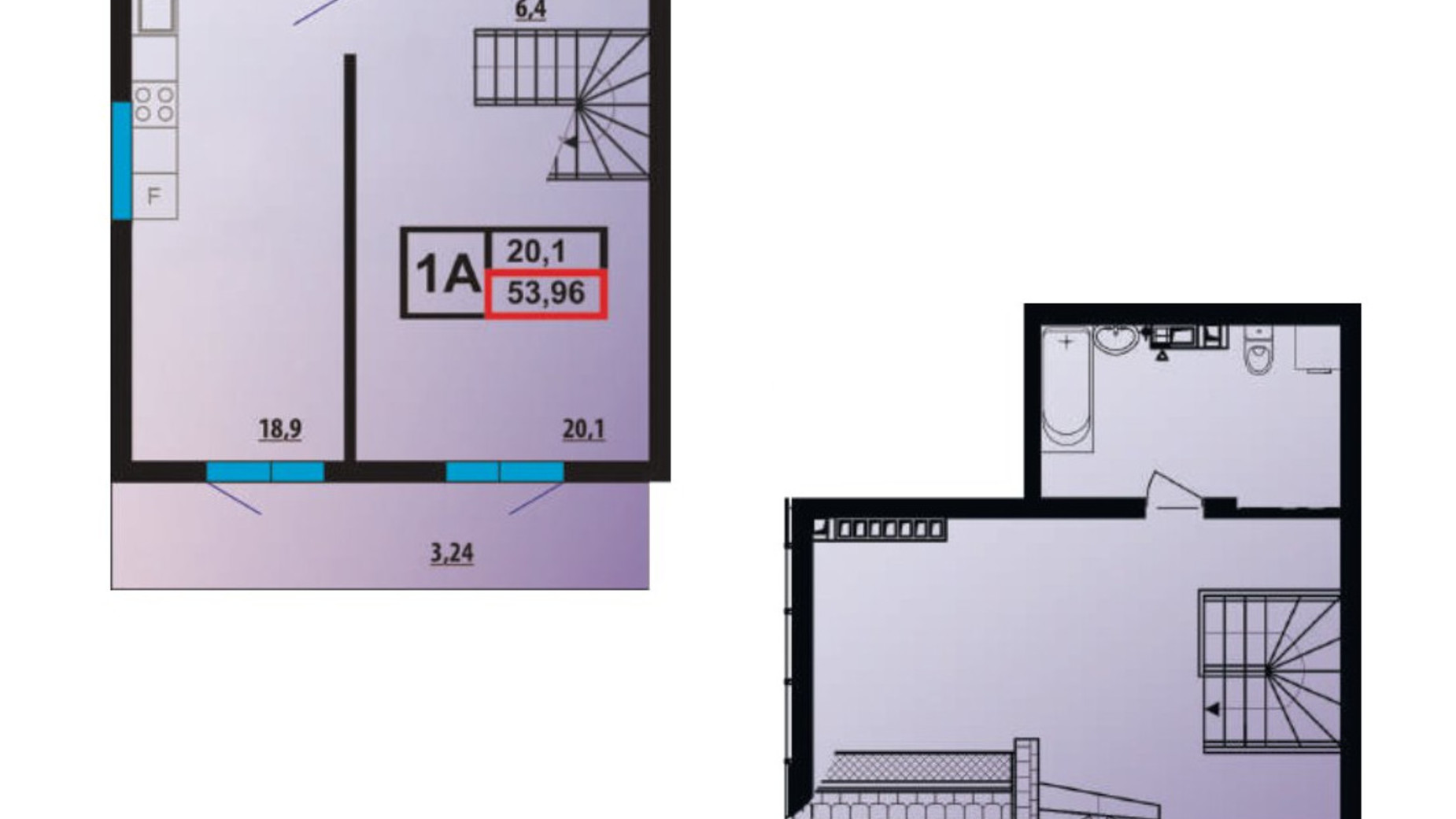 Планировка много­уровневой квартиры в ЖК ЛесSky 97 м², фото 598827