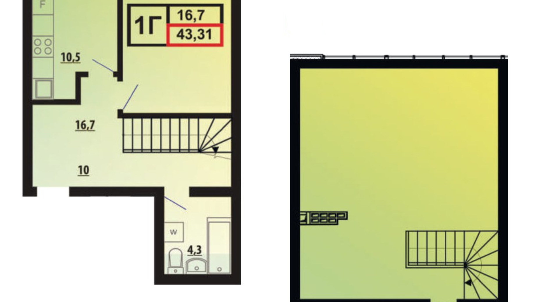 Планування багато­рівневої квартири в ЖК ЛесSky 86 м², фото 598833