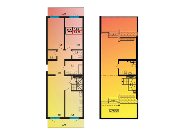 ЖК ЛесSky: планировка 3-комнатной квартиры 168 м²