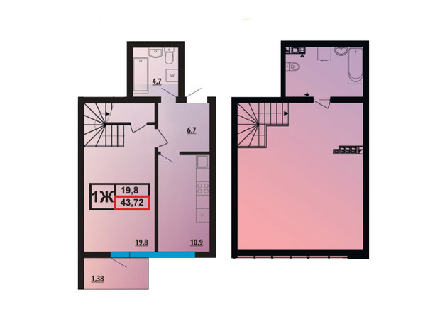 ЖК ЛесSky: планировка 1-комнатной квартиры 90.7 м²