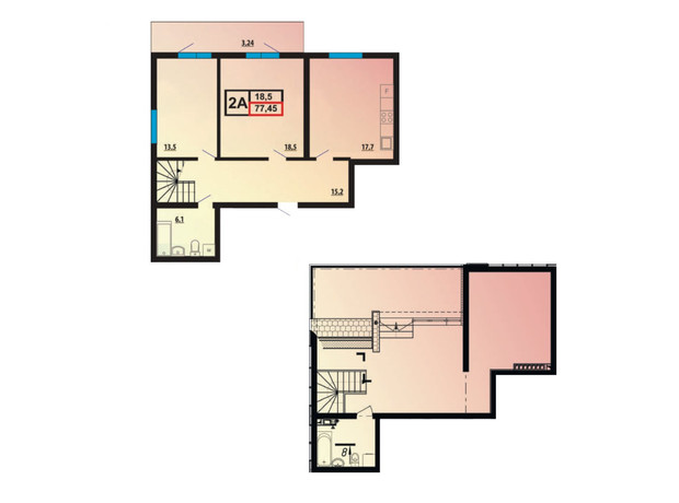 ЖК ЛесSky: планировка 2-комнатной квартиры 137.6 м²