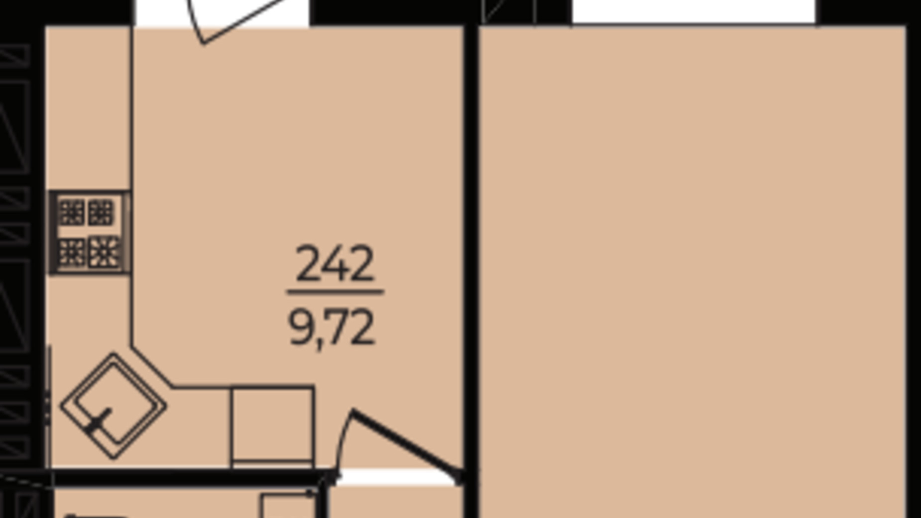 Планировка 1-комнатной квартиры в ЖК Эдем 40.52 м², фото 598874