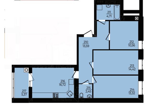 ЖК Эдем: планировка 3-комнатной квартиры 81.14 м²