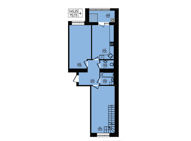 ЖК Эдем: планировка 4-комнатной квартиры 145.25 м²