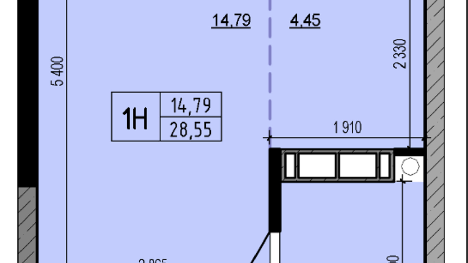 Планування 1-кімнатної квартири в ЖК Hello House 28.55 м², фото 598913