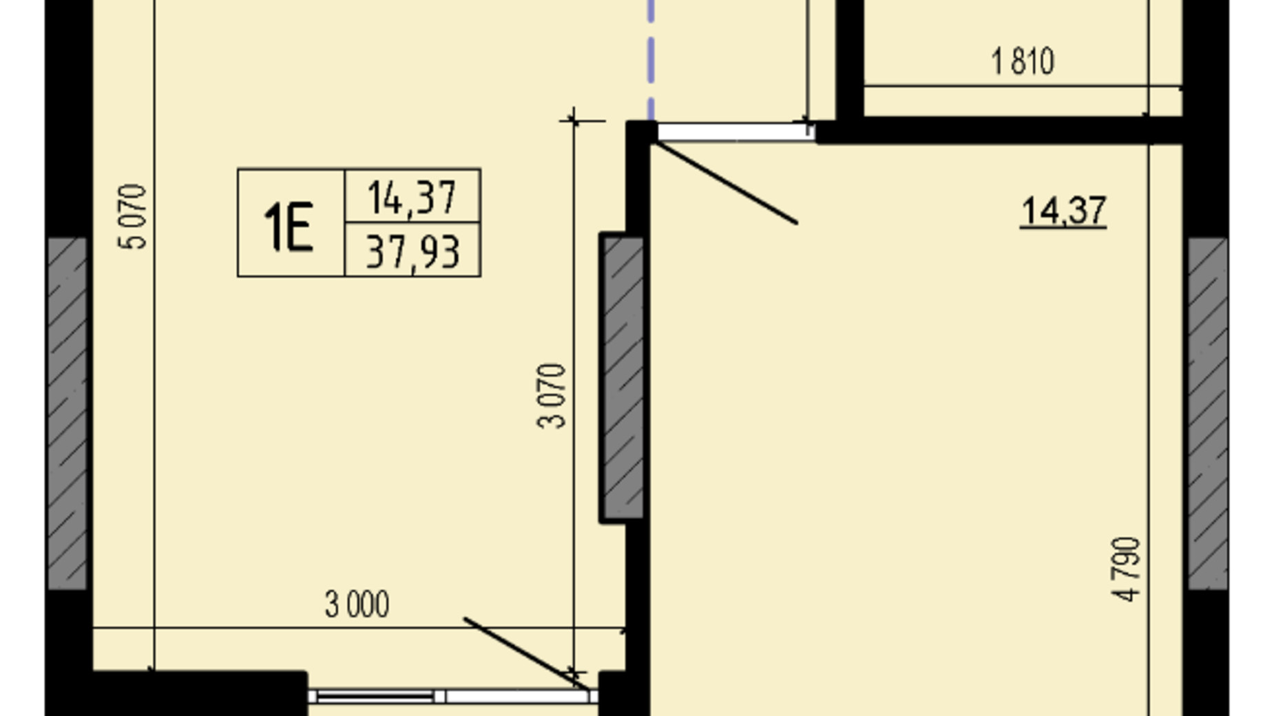 Планування 1-кімнатної квартири в ЖК Hello House 37.93 м², фото 598917