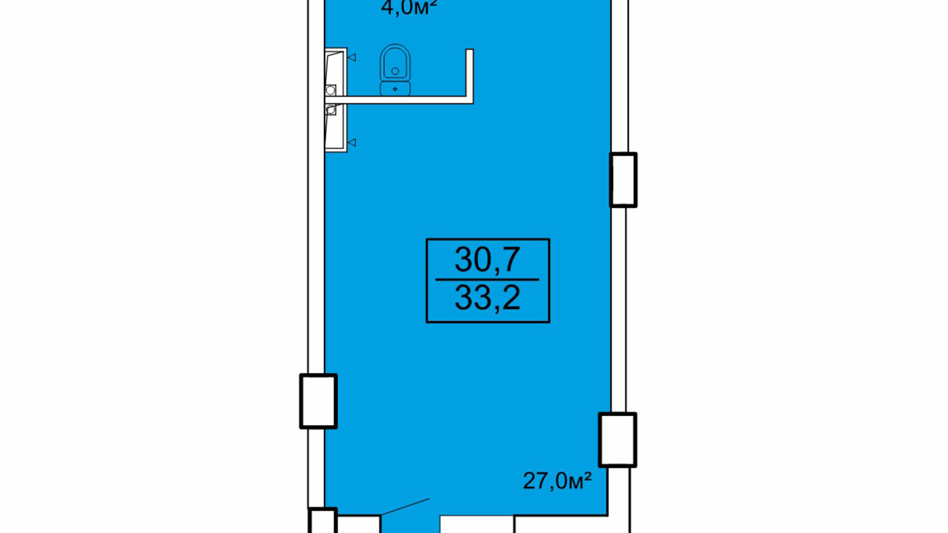 Планування апартаментів в Апарт-комплекс Breeze Marine 33.2 м², фото 599183
