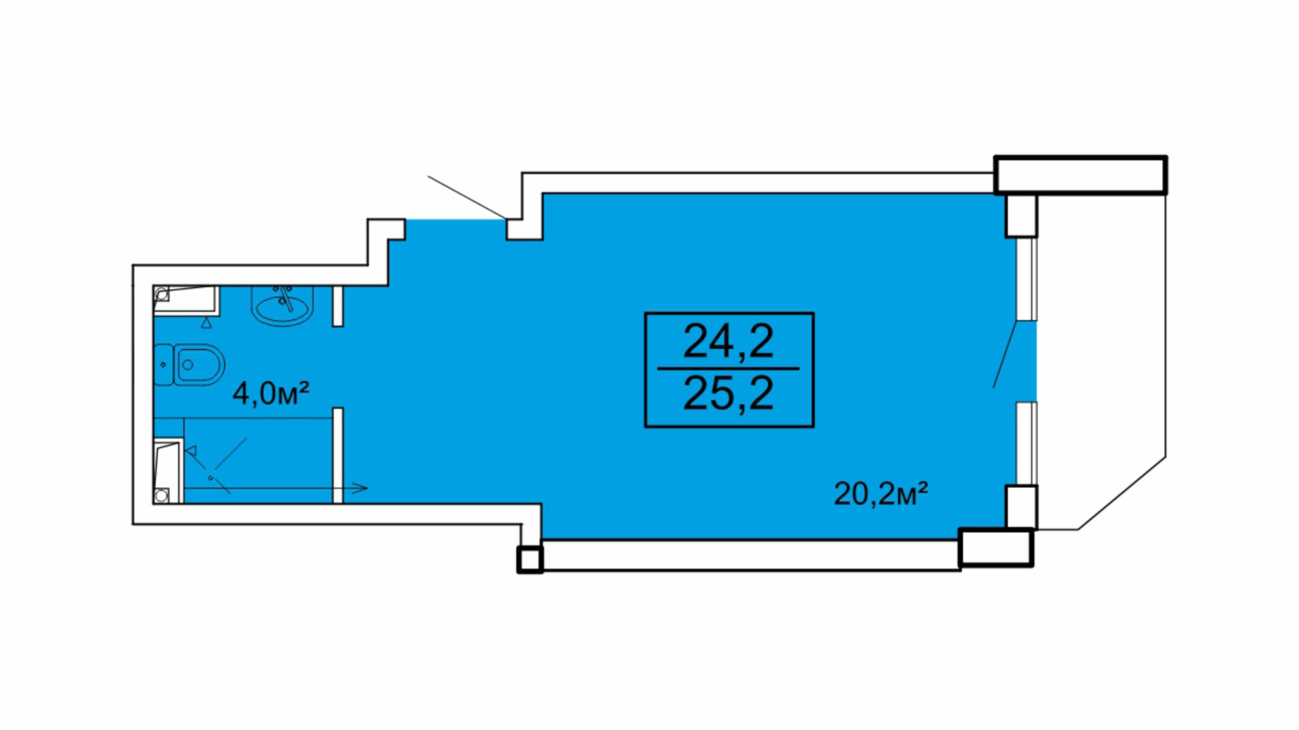 Планування апартаментів в Апарт-комплекс Breeze Marine 25.2 м², фото 599184