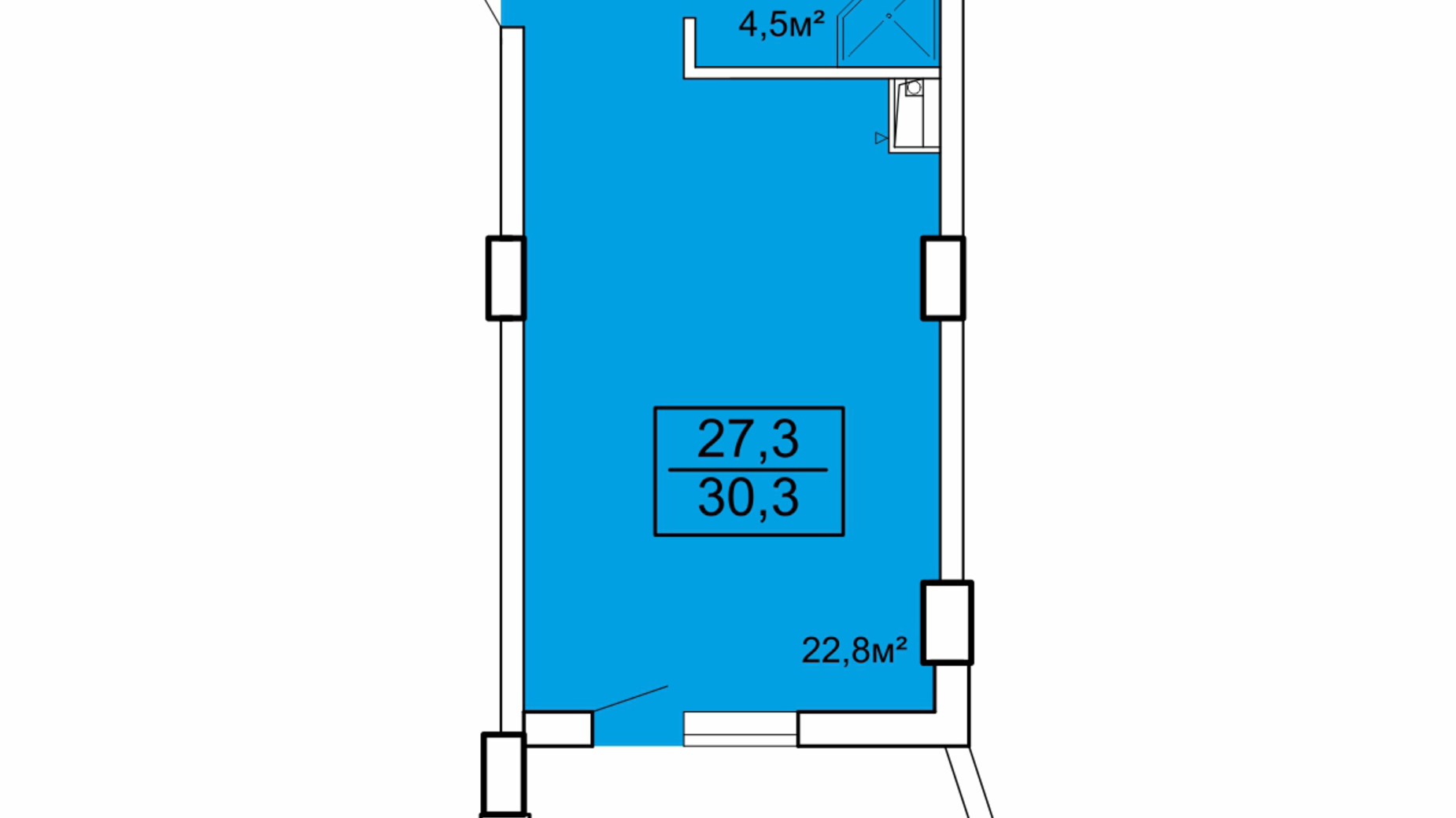 Планировка апартаментов в Апарт-комплекс Breeze Marine 30.3 м², фото 599208