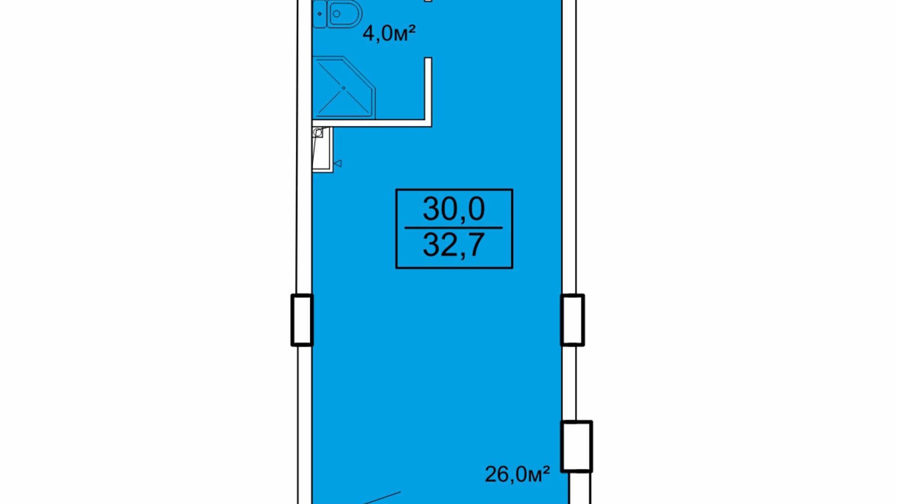 Планування апартаментів в Апарт-комплекс Breeze Marine 32.7 м², фото 599210