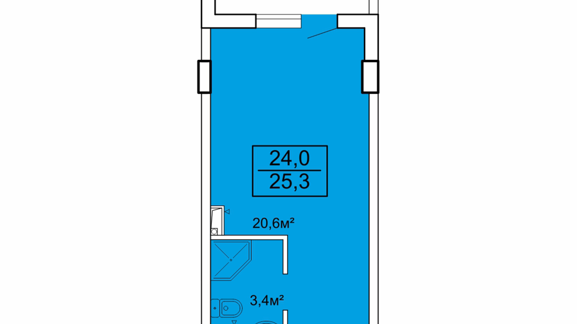 Планування апартаментів в Апарт-комплекс Breeze Marine 25.3 м², фото 599212
