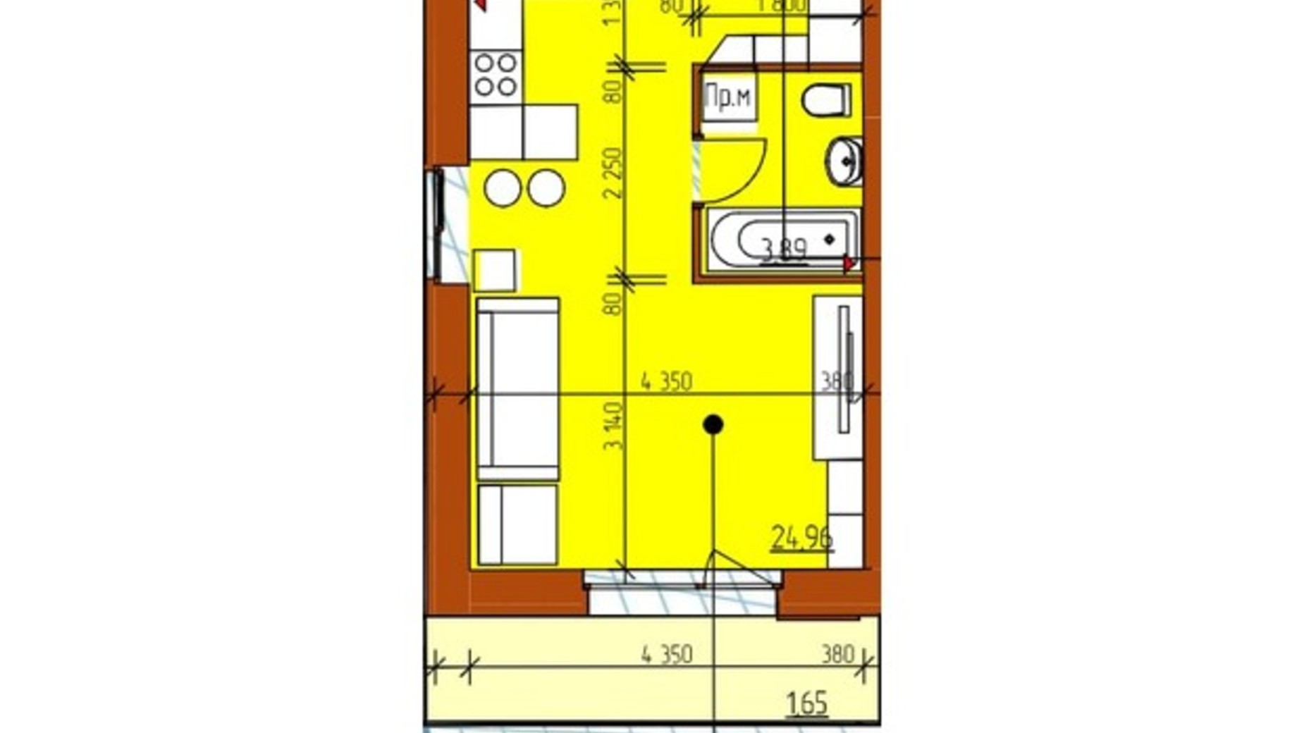 Планування 1-кімнатної квартири в ЖК Гостомельські Липки 5 30.5 м², фото 599328