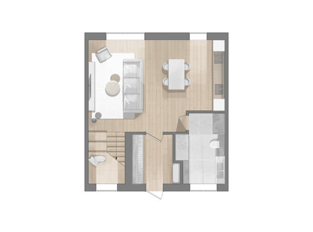 Таунхаус Green Town: планування 3-кімнатної квартири 94 м²
