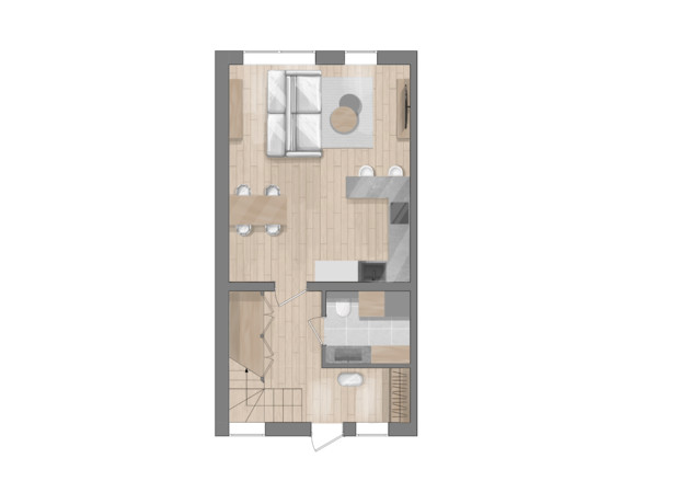 Таунхаус Green Town: планування 3-кімнатної квартири 89 м²