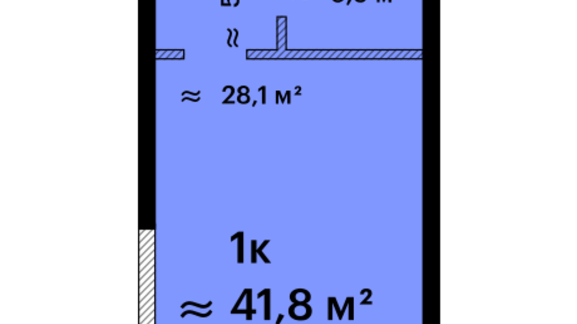 Планировка смарт квартиры в ЖК Оскар 41.8 м², фото 599408