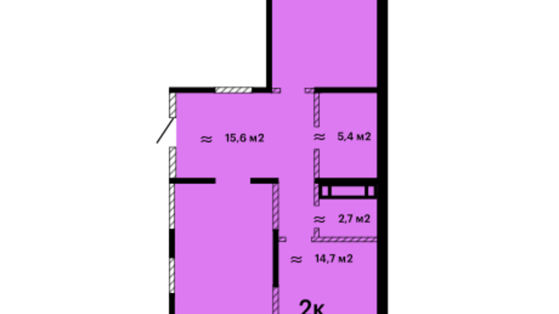 Планировка 2-комнатной квартиры в ЖК Оскар 82.2 м², фото 599440