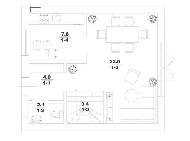 Таунхаус Lisopark: планировка 2-комнатной квартиры 126.9 м²