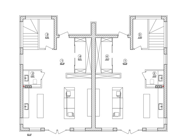 КГ Osocor House: планировка 3-комнатной квартиры 130 м²