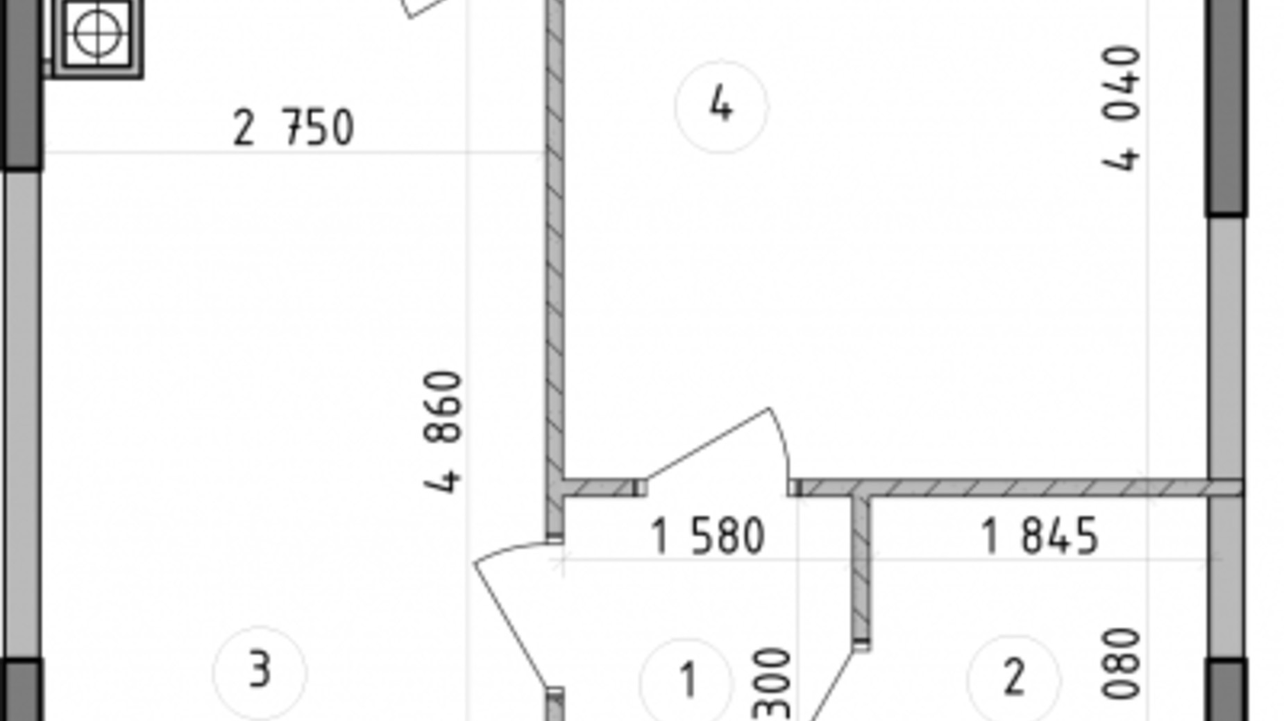 Планировка 1-комнатной квартиры в ЖК Оптимісто 37.5 м², фото 599672