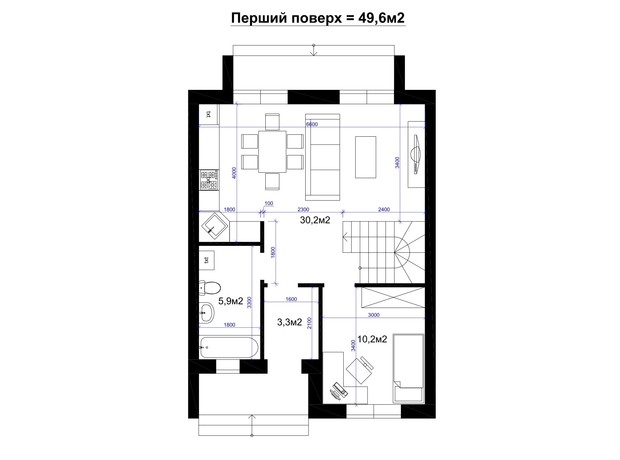 Таунхаус Амстердам: планировка 4-комнатной квартиры 100.7 м²