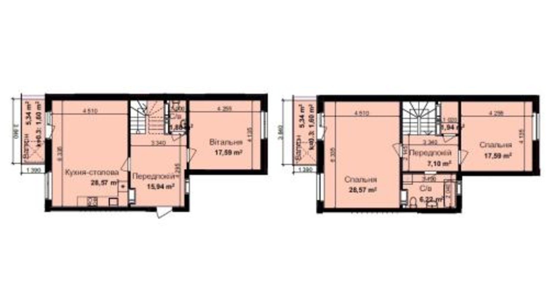 Планування багато­рівневої квартири в ЖК Кришталеві джерела 128.6 м², фото 600462