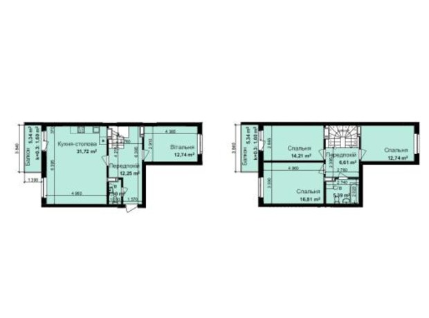 ЖК Кришталеві джерела: планировка 4-комнатной квартиры 117.57 м²